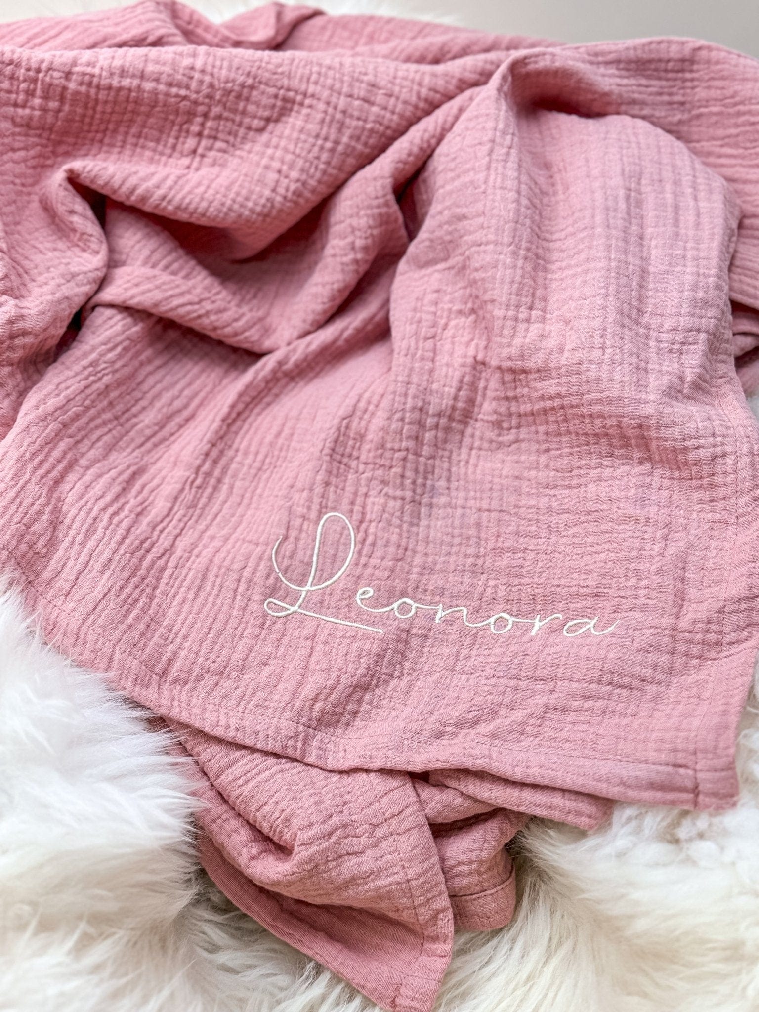 Musselin Babydecke rosé aus (Bio)Baumwolle - bergkindl