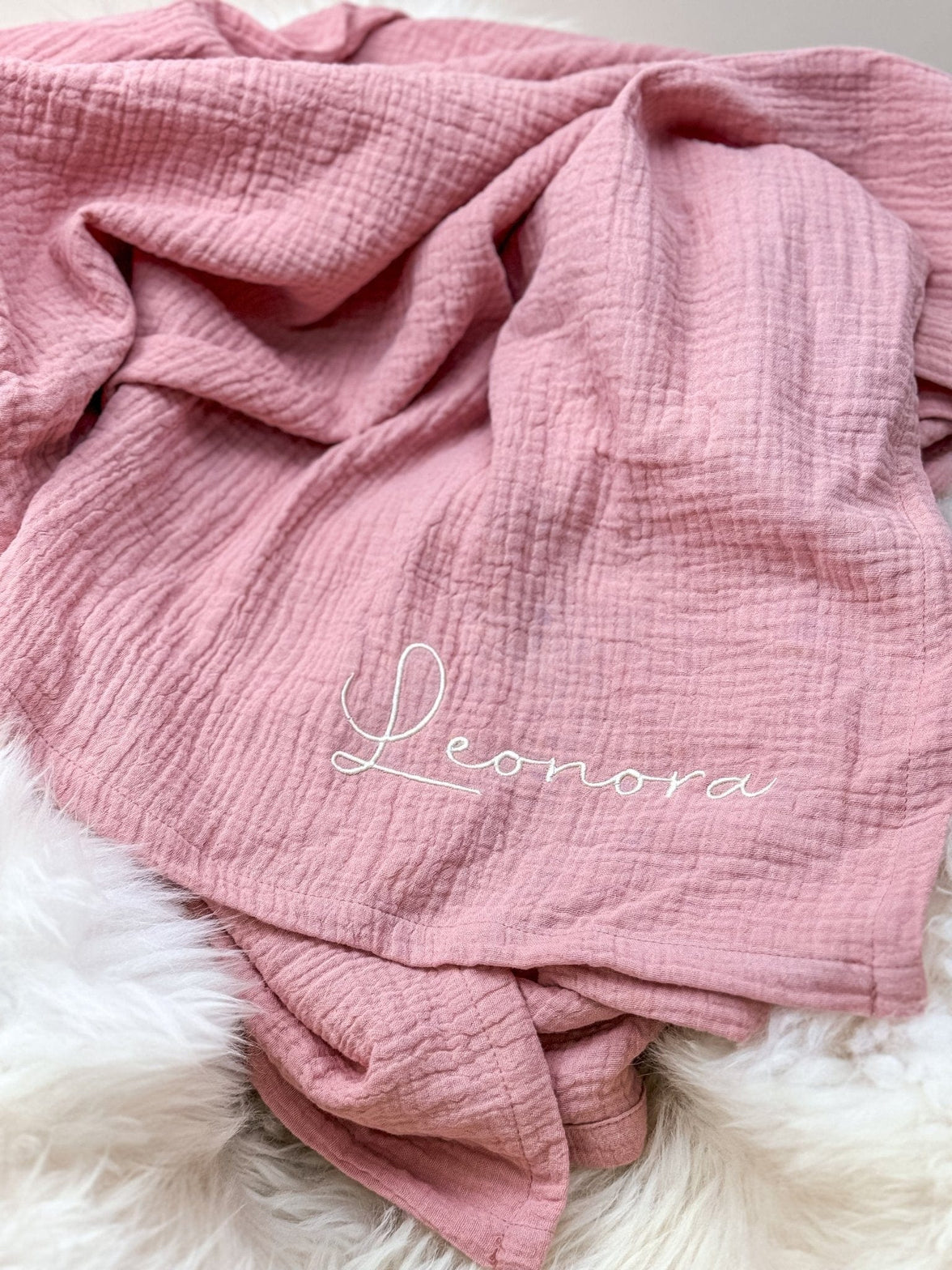 Musselin Babydecke rosé aus (Bio)Baumwolle - bergkindl