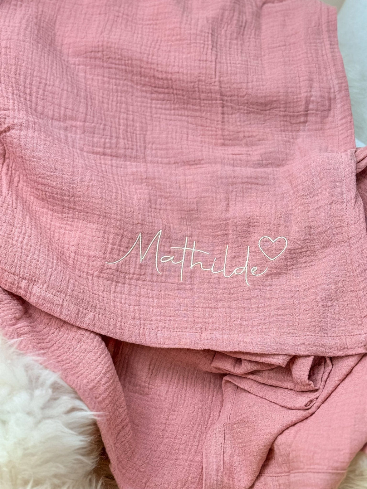 Musselin Babydecke rosé aus (Bio)Baumwolle - bergkindl