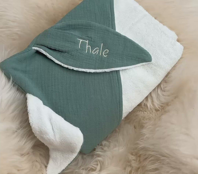Mintgrünes Kapuzenhandtuch aus 100% Baumwolle