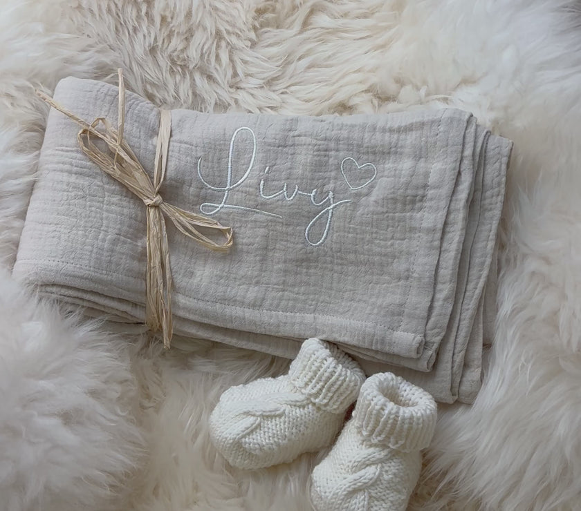 Bio Musselin Babydecke in creme