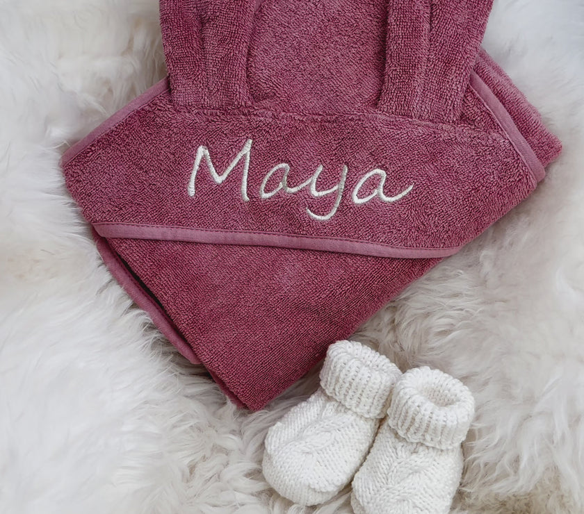 Baby Kapuzenhandtuch Hase Rosa – 100% Bio-Baumwolle