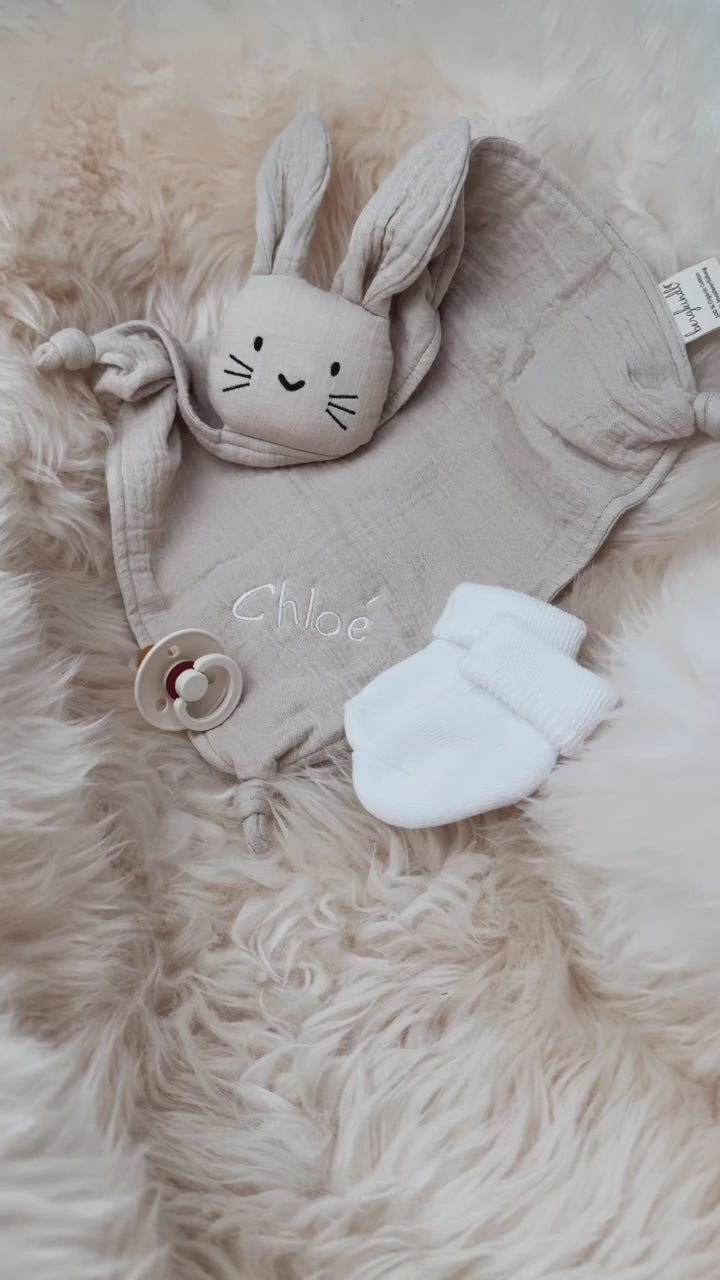 Kuschelhase in Creme aus Bio-Musselin
