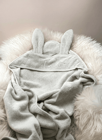 Baby Kapuzenhandtuch Hase Stone – mit Namen