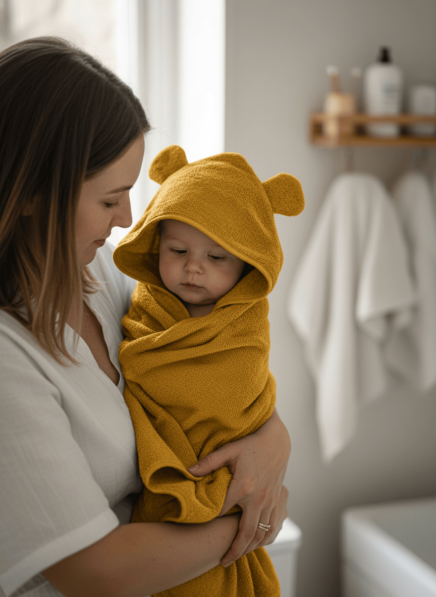 Kapuzenhandtuch Chai Tea mit Bärenohren & Waschlappen