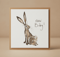 Geschenkkarte Baby mit zwei  Hase