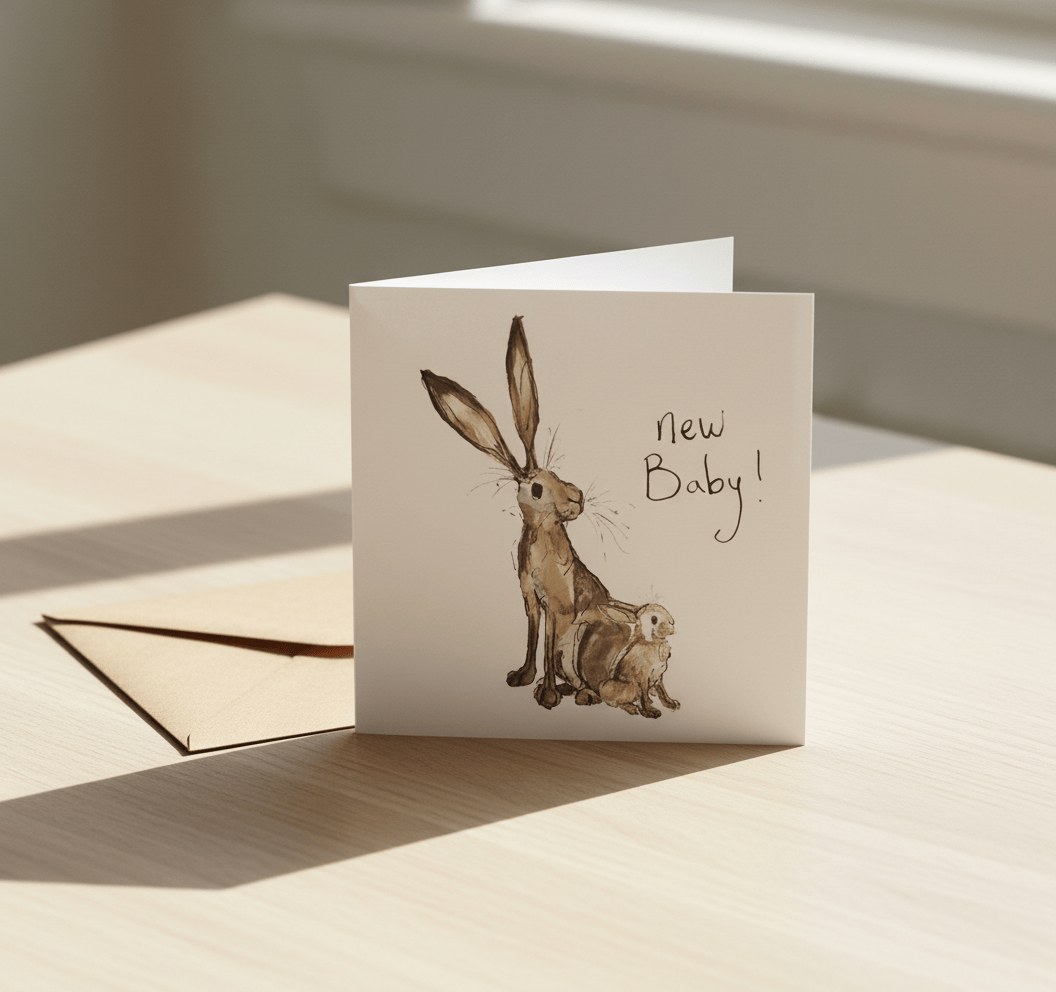 Geschenkkarte Baby Hase mit Umschlag