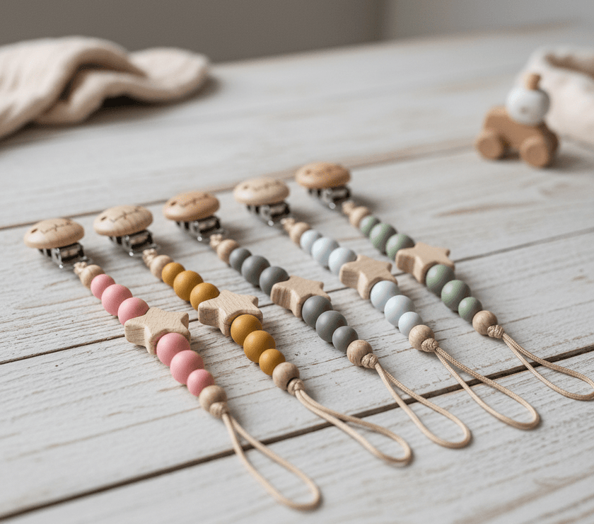 Schnullerkette Baby Stern mix Farben