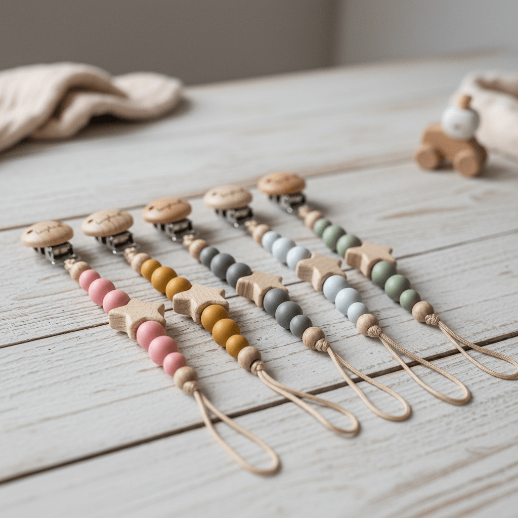 Schnullerkette Baby Stern mix Farben