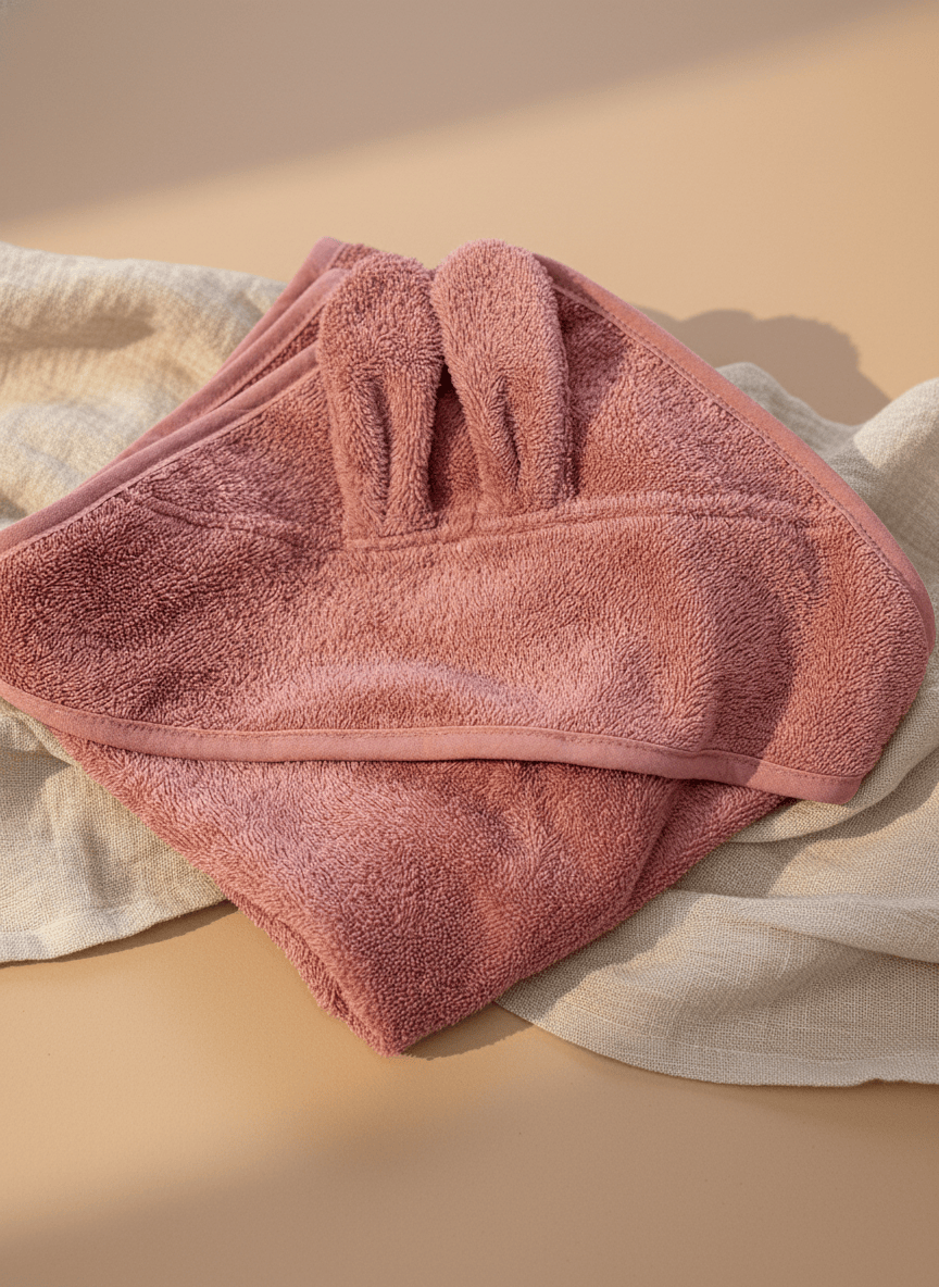 Handtuch Baby rose mit Kapuze