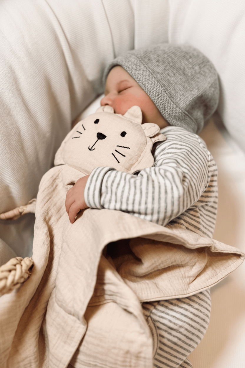 Schmusetuch-Schnufffeltuch Löwe im Arm Baby