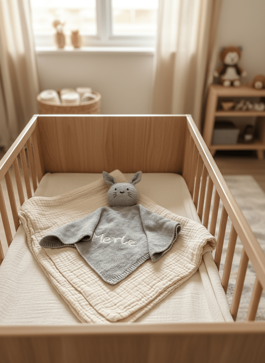 Schmusetuch Hase in Grau - personalisierung - Schnuffeltuch / Schmusetuch