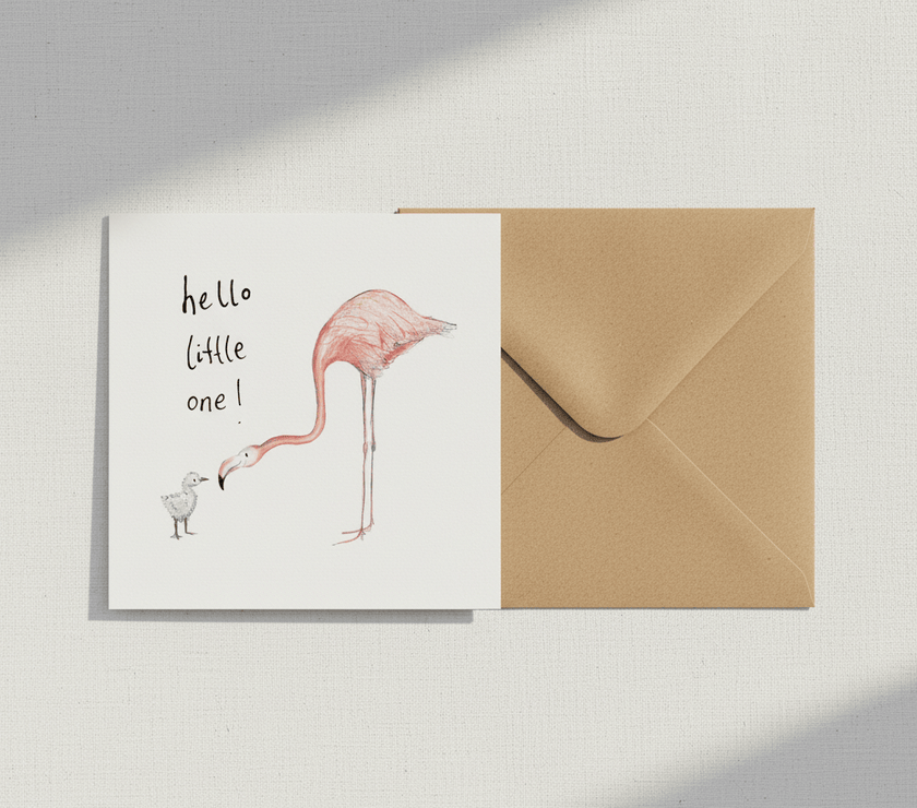 Geschenkkarte rosa Flamingo