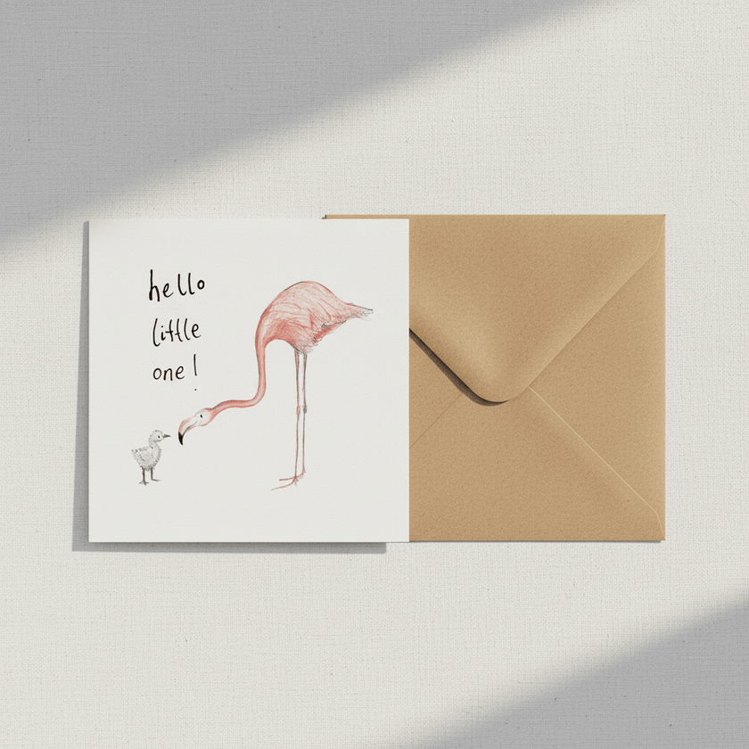 Geschenkkarte rosa Flamingo