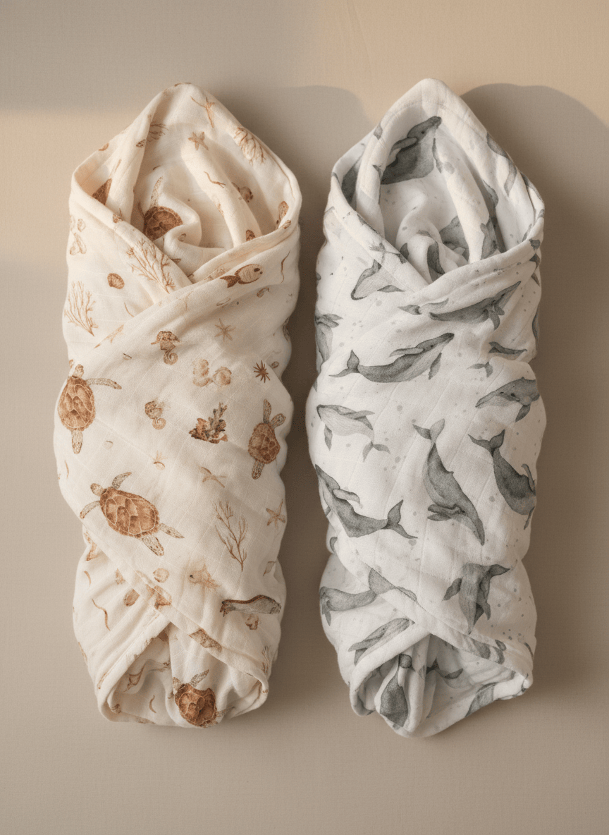 Ocean 2er Set Baby Musselintuch - Kuschelweich und Vielseitig
