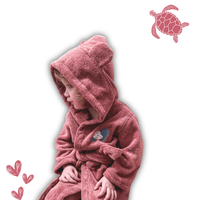 Rosa Kinderbademantel aus Bio - Baumwolle – Kuschelweich - bergkindl