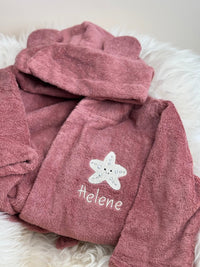 Rosa Kinderbademantel aus Bio - Baumwolle – Kuschelweich - bergkindl