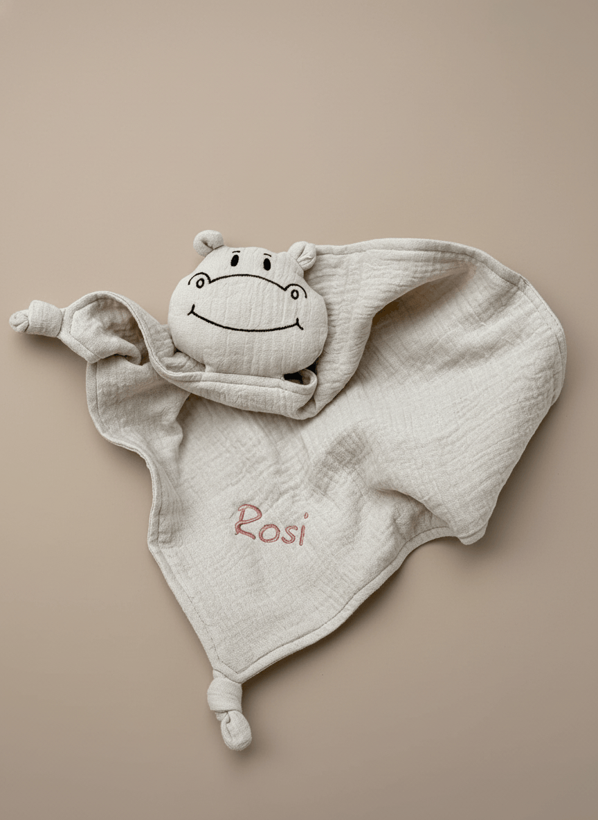 Schnuffeltuch-Schmusetuch Hippo creme - Rosi
