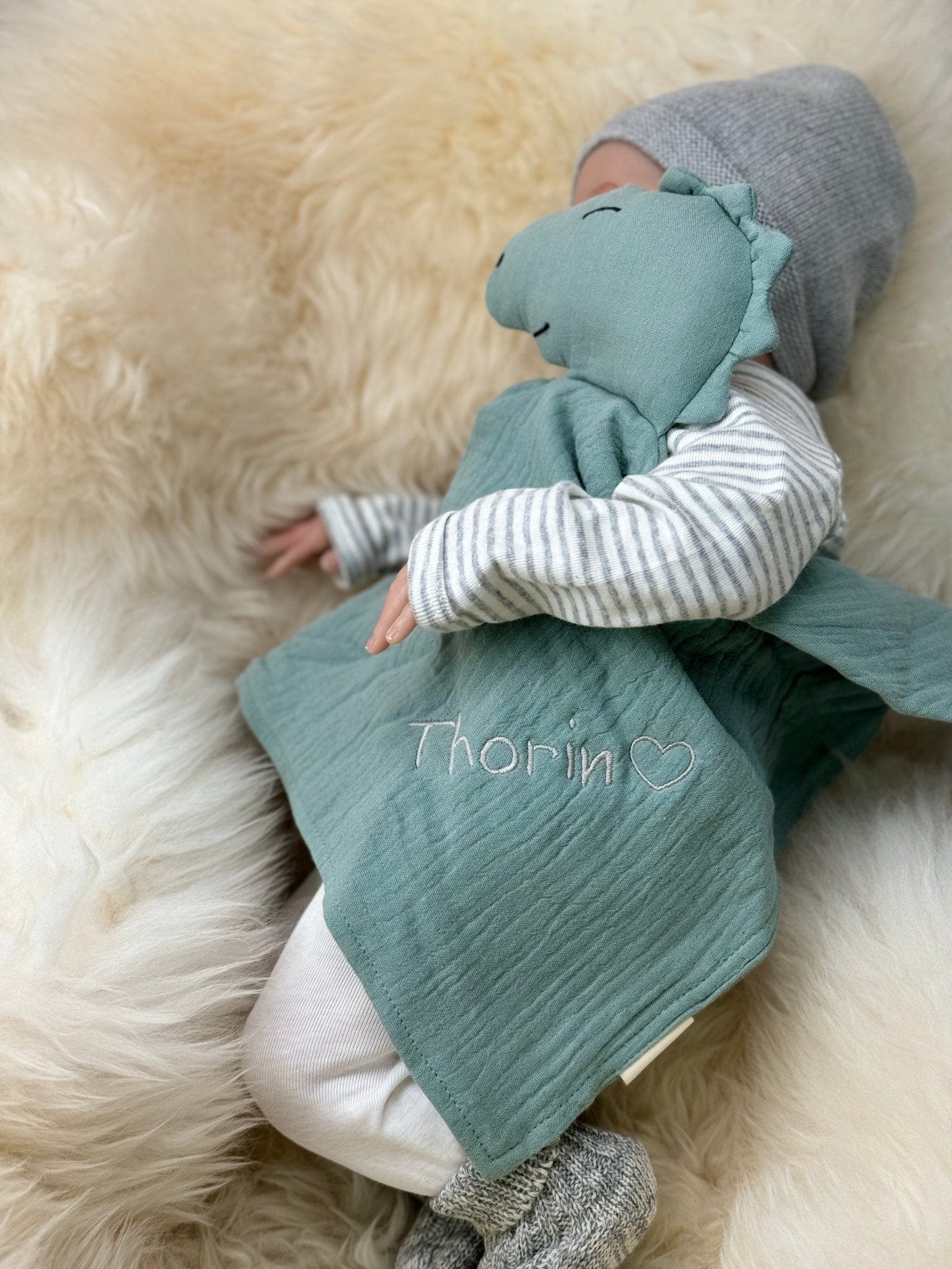 Schnuffeltuch / Schmusetuch Dino Mint - bergkindl