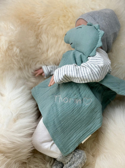 Schnuffeltuch / Schmusetuch Dino Mint - bergkindl