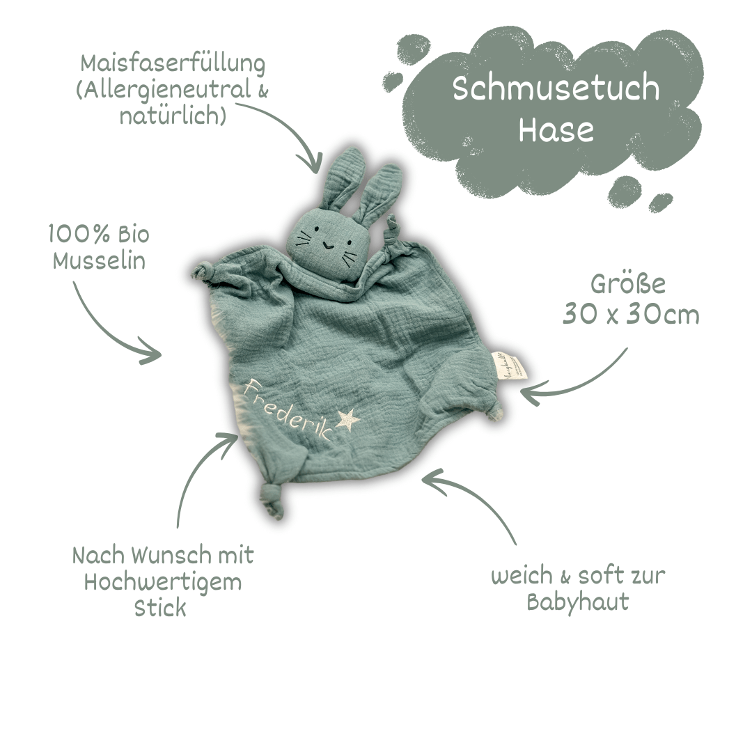 Schnuffeltuch - Schmusetuch Hase mit personalisierung