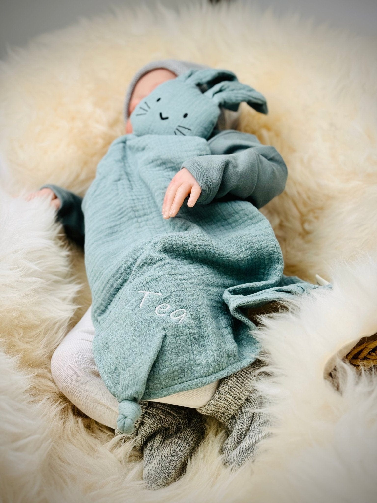 Hase mint Schnuffeltuch - Schmusetuch