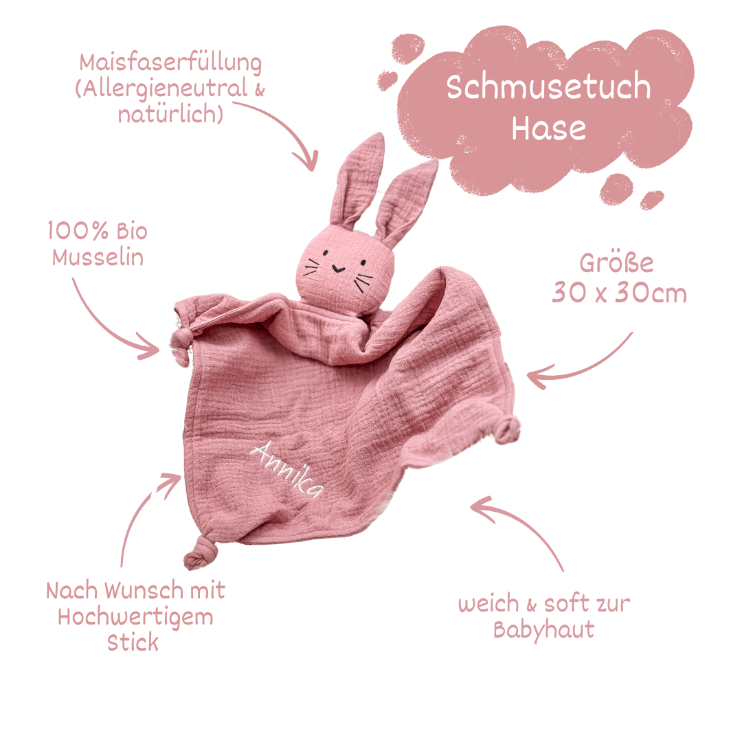 Schmusehase Rosé - Schnuffeltuch - Schmusetuch