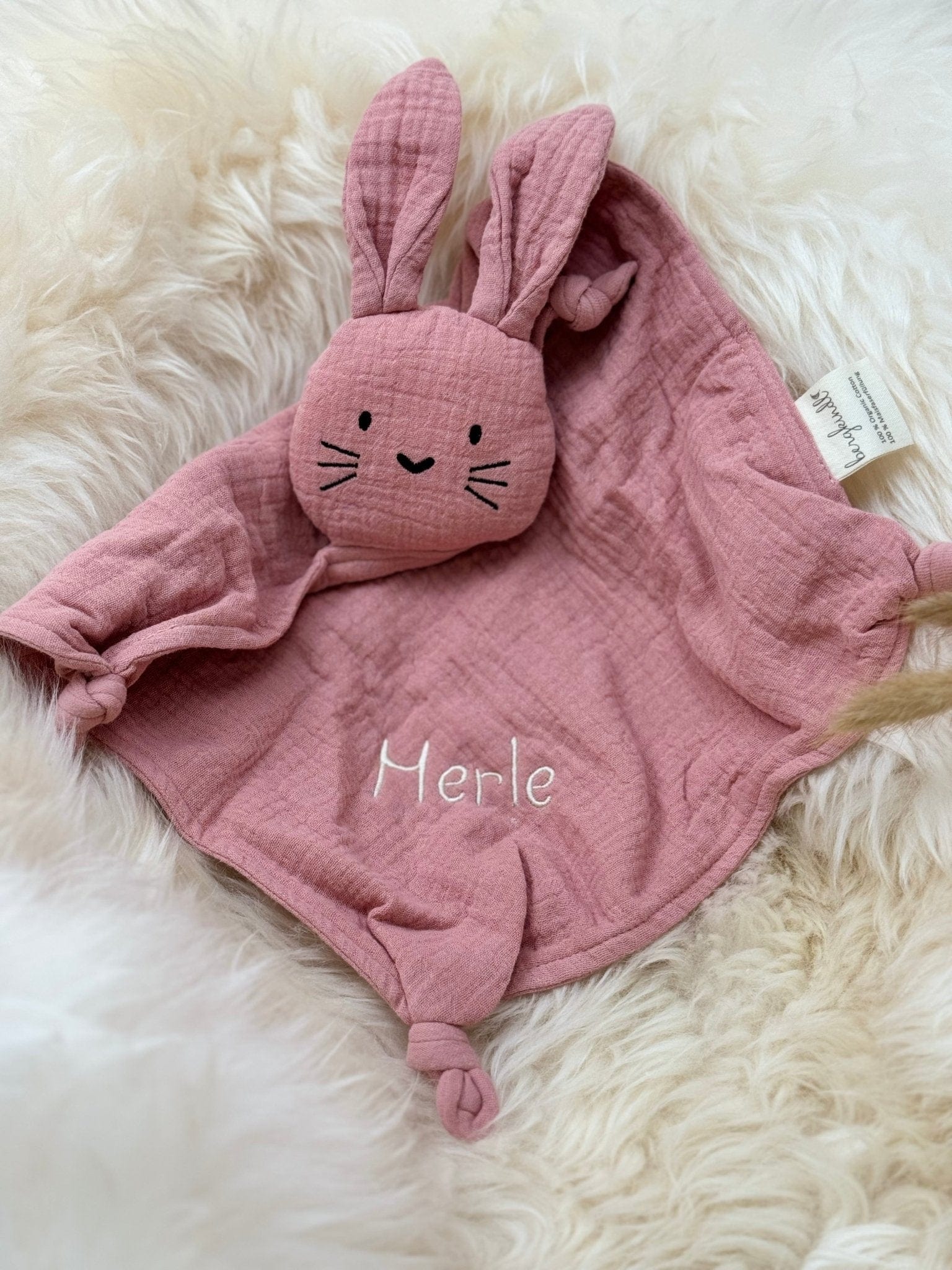 Hase rose - Schnuffeltuch - Schmusetuch mit Namen