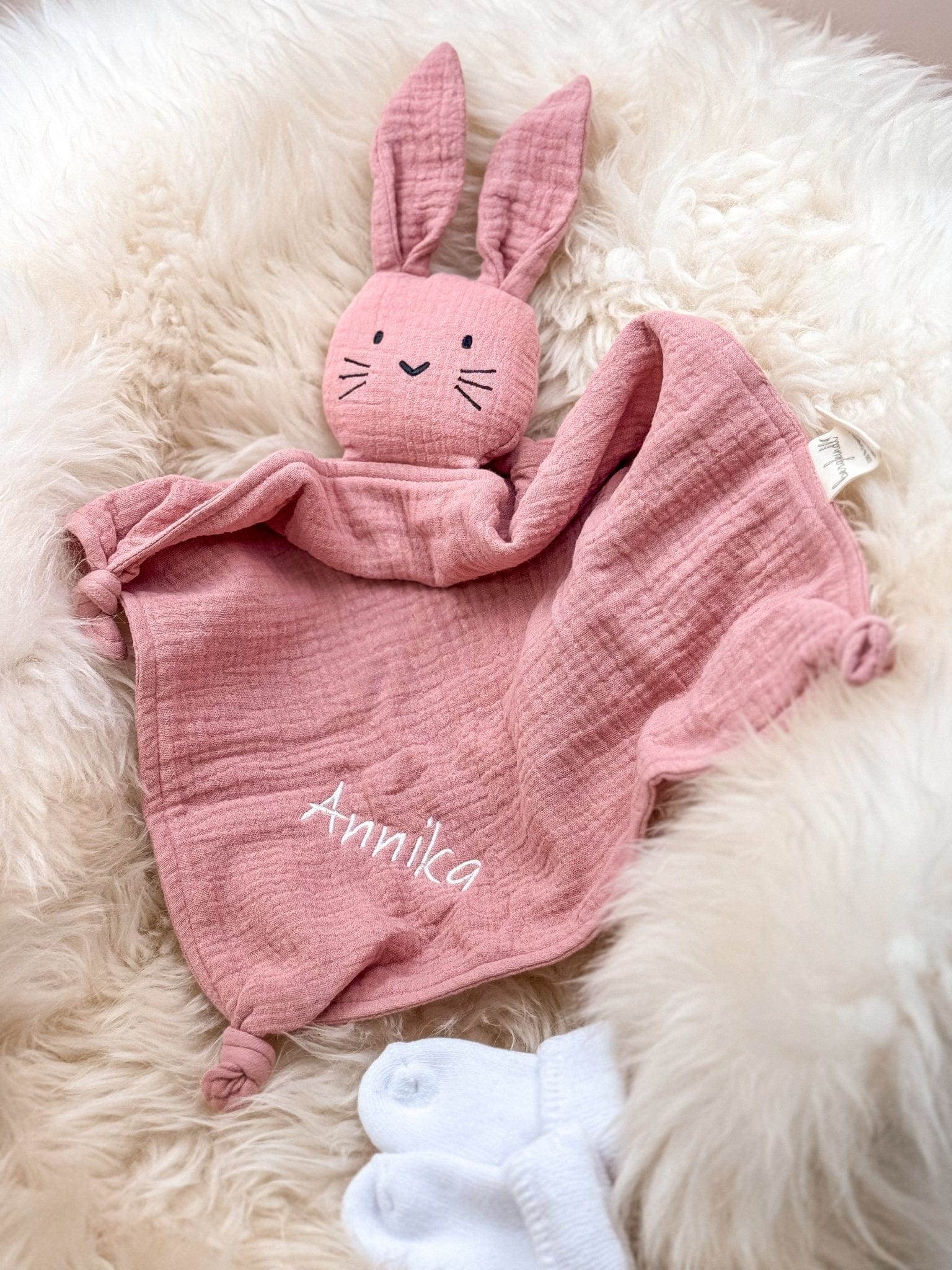 Schnuffeltuch - Schmusetuch in rose mit Namen