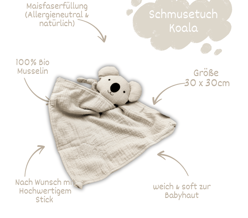 Schmusekoala Creme - Dein kuscheliger Lieblingsbegleiter aus Bio Musselin - bergkindl