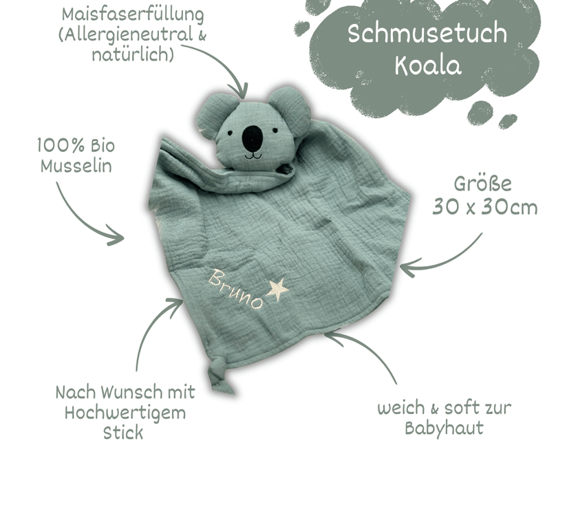Schmusekoala Mint - Dein kuscheliger Lieblingsbegleiter aus Bio Musselin - bergkindl