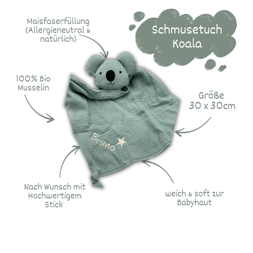 Schmusekoala Mint - Dein kuscheliger Lieblingsbegleiter aus Bio Musselin - bergkindl