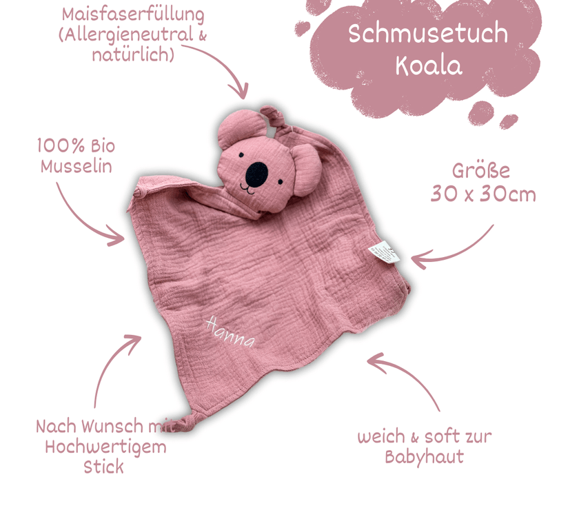 Schmusekoala Rosé - Dein kuscheliger Lieblingsbegleiter aus Bio Musselin - bergkindl