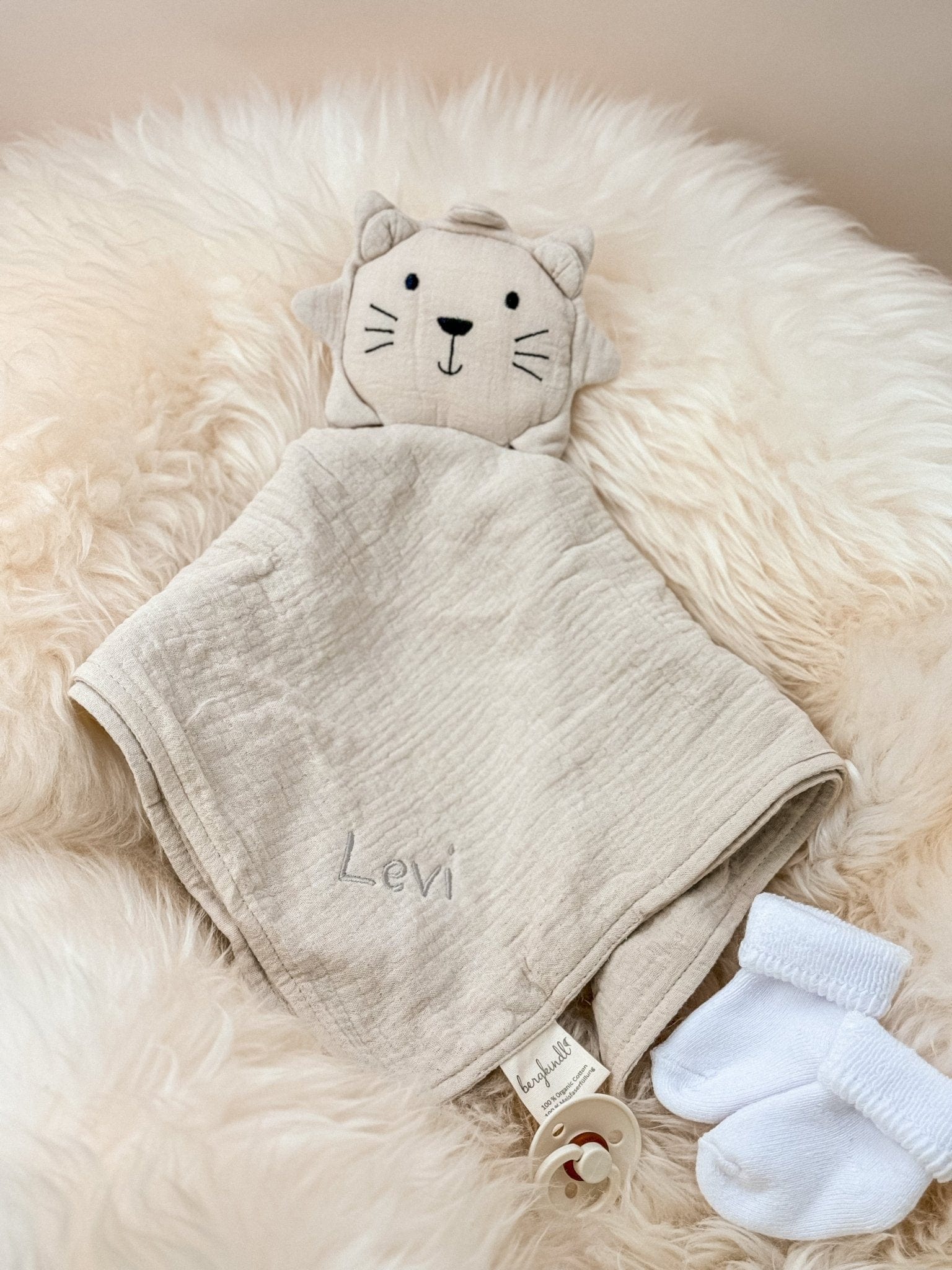 Löwe creme - Schnuffeltuch Schmusetuch bergkindl