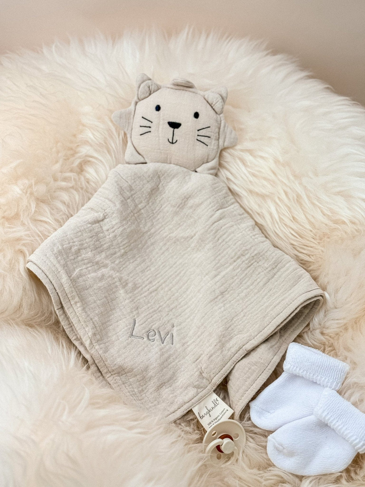 Löwe creme - Schnuffeltuch Schmusetuch bergkindl