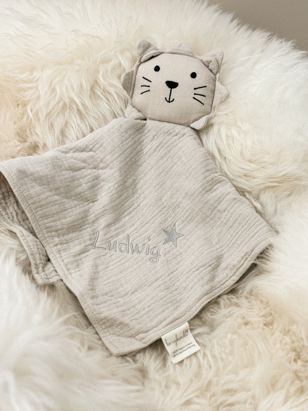 Löwe mit Namen - Schnuffeltuch - Schmusetuch