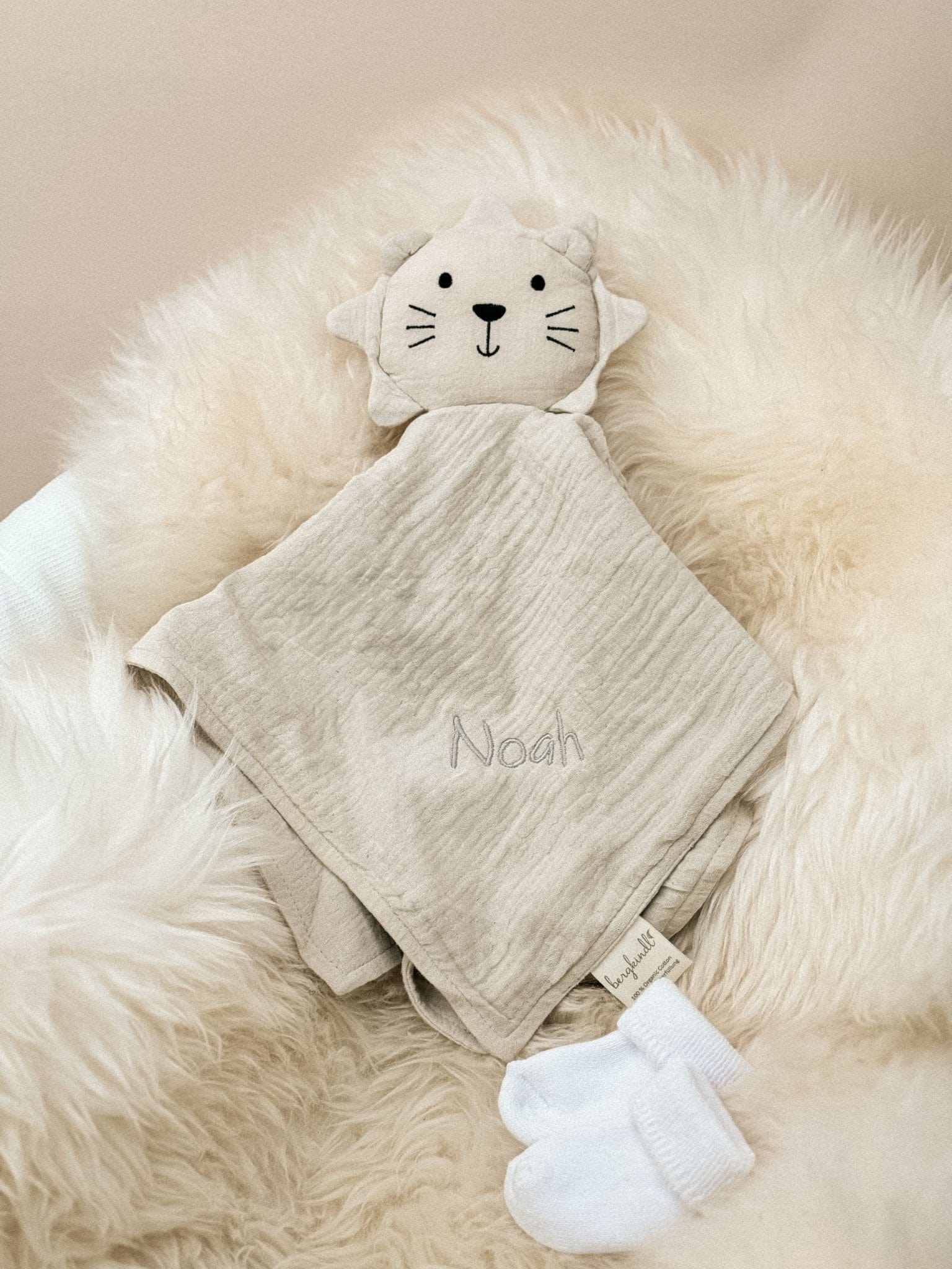 Schnuffeltuch - Schmusetuch creme mit Namen