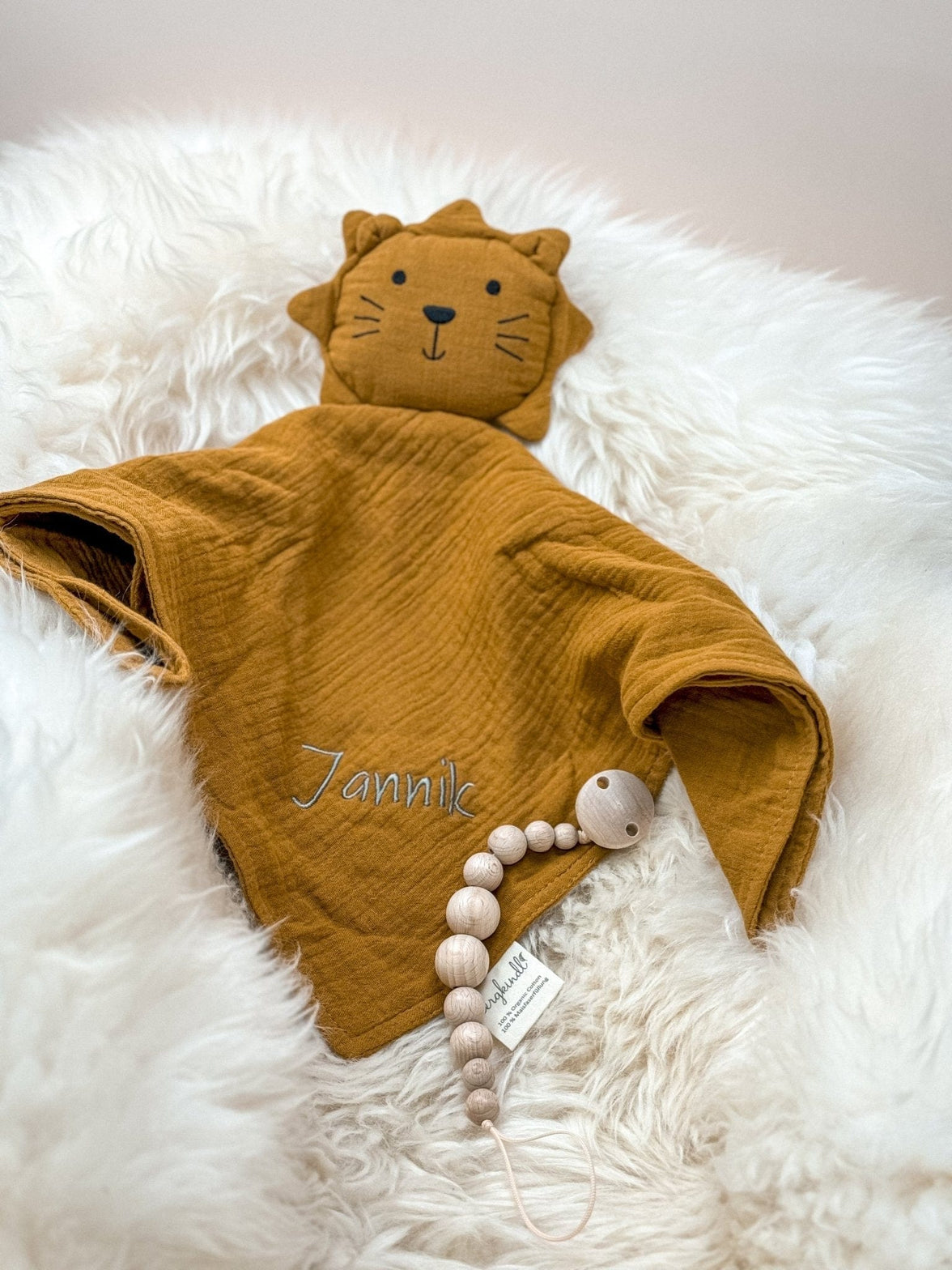 Schmusetuch / Schnuffeltuch Ocker mit personalisierung