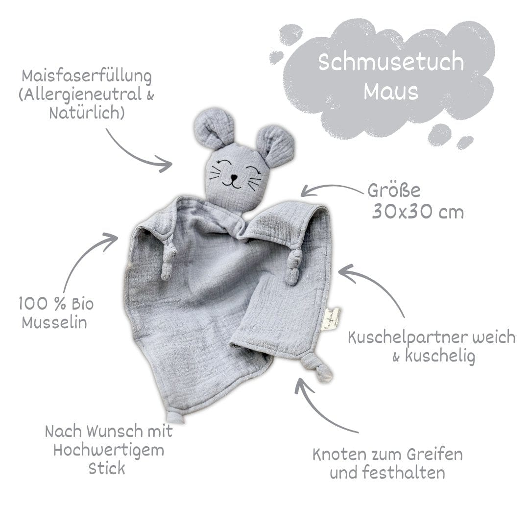 Schmusetuch - Schnuffeltuch grau - bergkindl