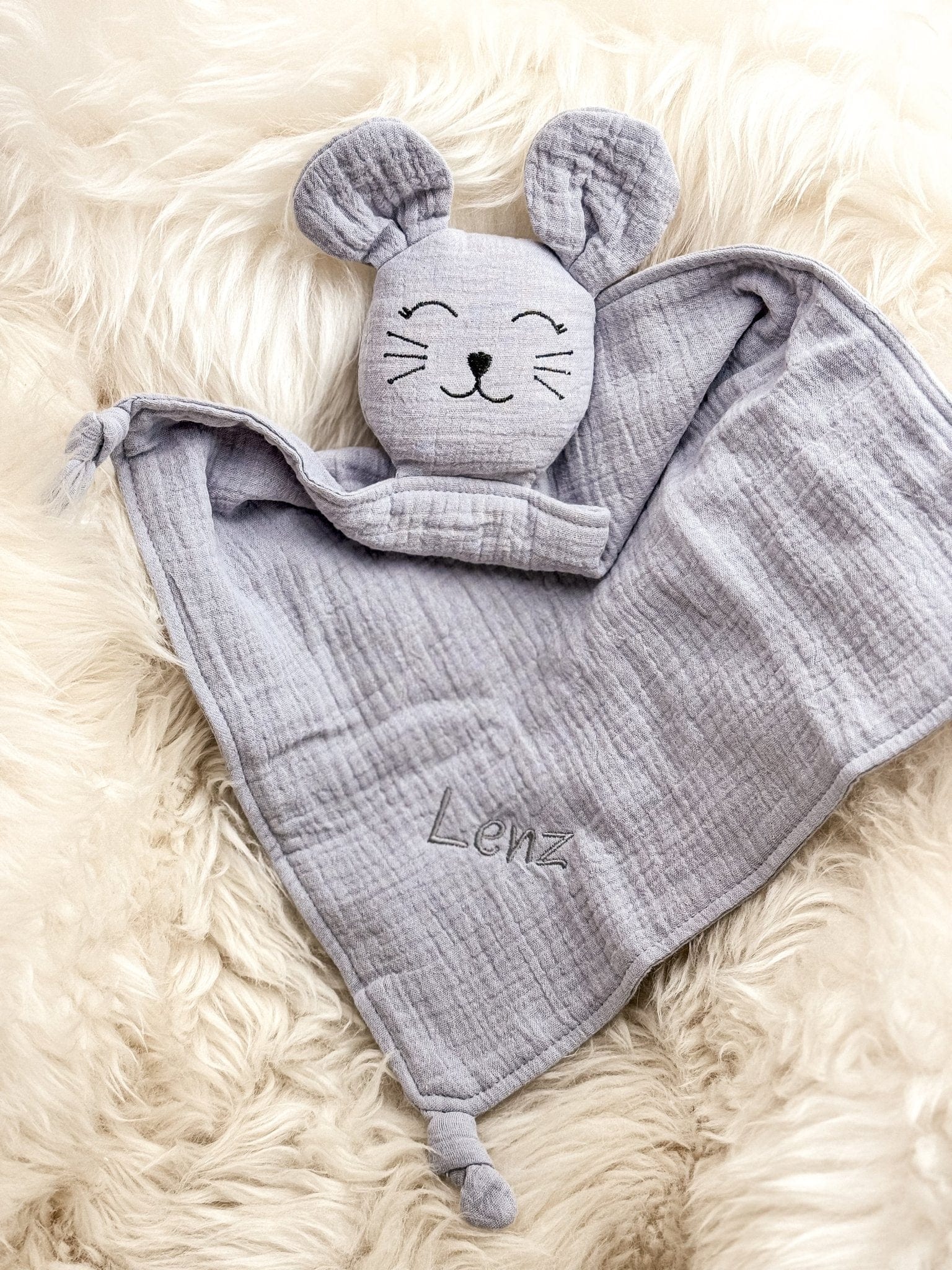 Schmusemaus grau - bergkindl - Schmusetuch Schnuffeltuch