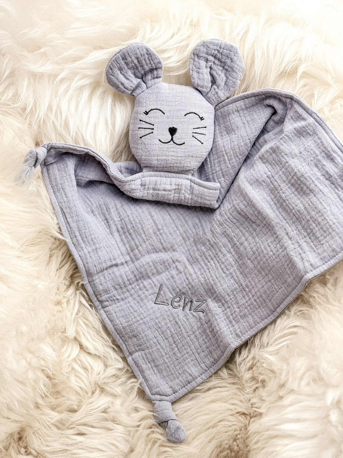 Schmusemaus grau - bergkindl - Schmusetuch Schnuffeltuch