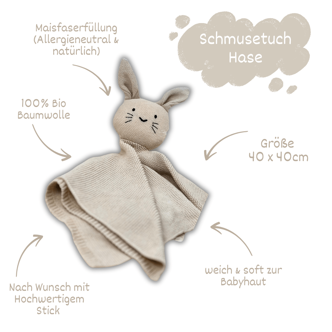 Schmusetuch Hase in Beige - bergkindl - Schnuffeltuch / Schmusetuch