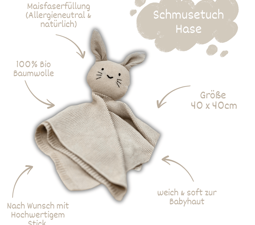 Schmusetuch Hase in Beige - bergkindl