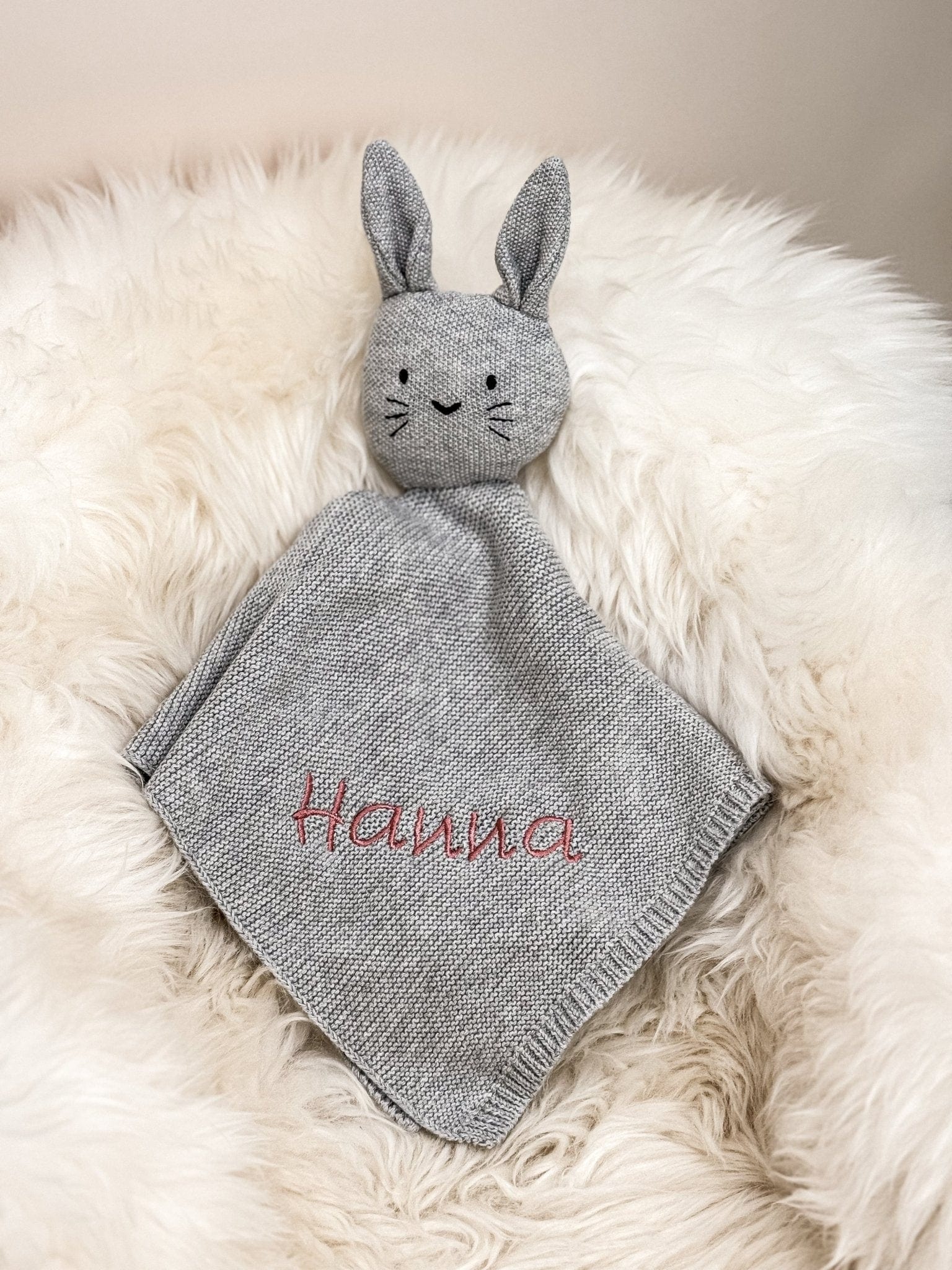 Schmusetuch Hase in Grau - bergkindl
