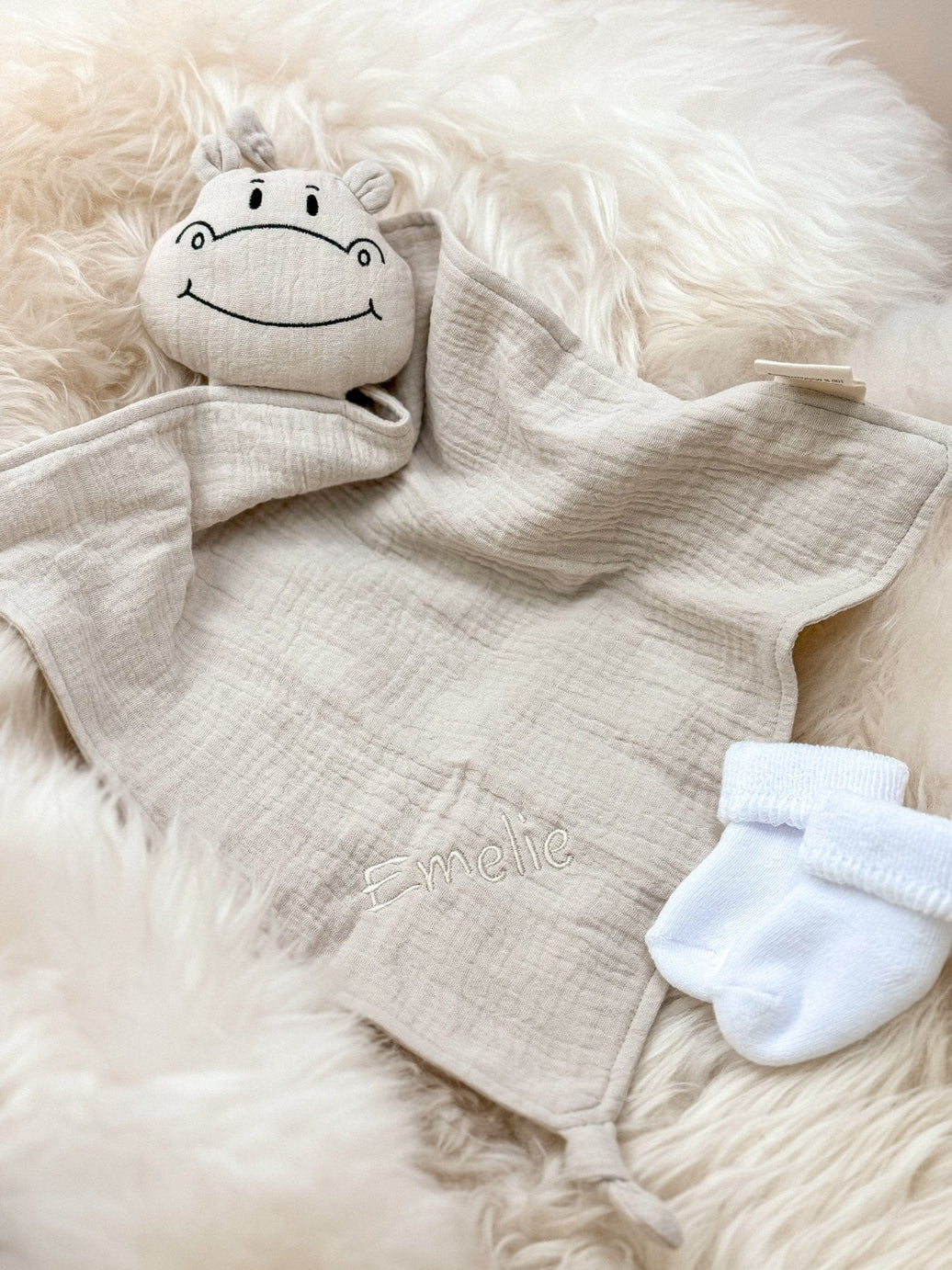 Schnuffeltuch Hippo Creme - bergkindl