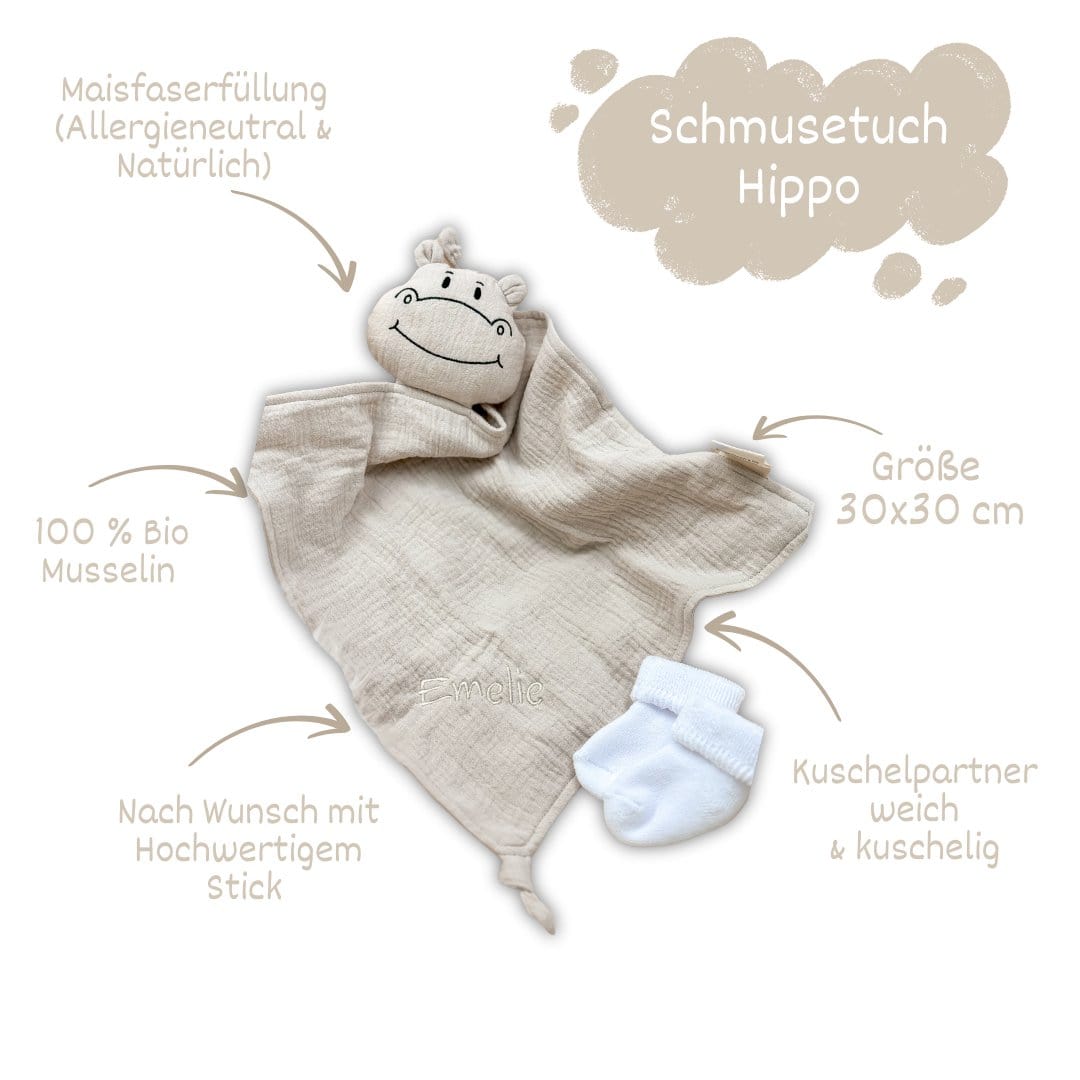 Schnuffeltuch - Schmusetuch Hippo creme- bergkindl