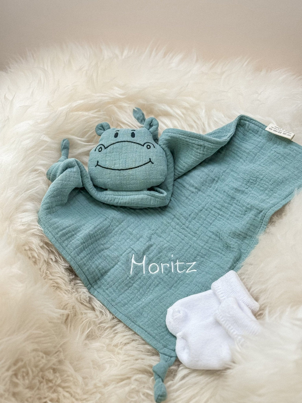Schnuffeltuch -Schmusetuch Hippo mint - bergkindl