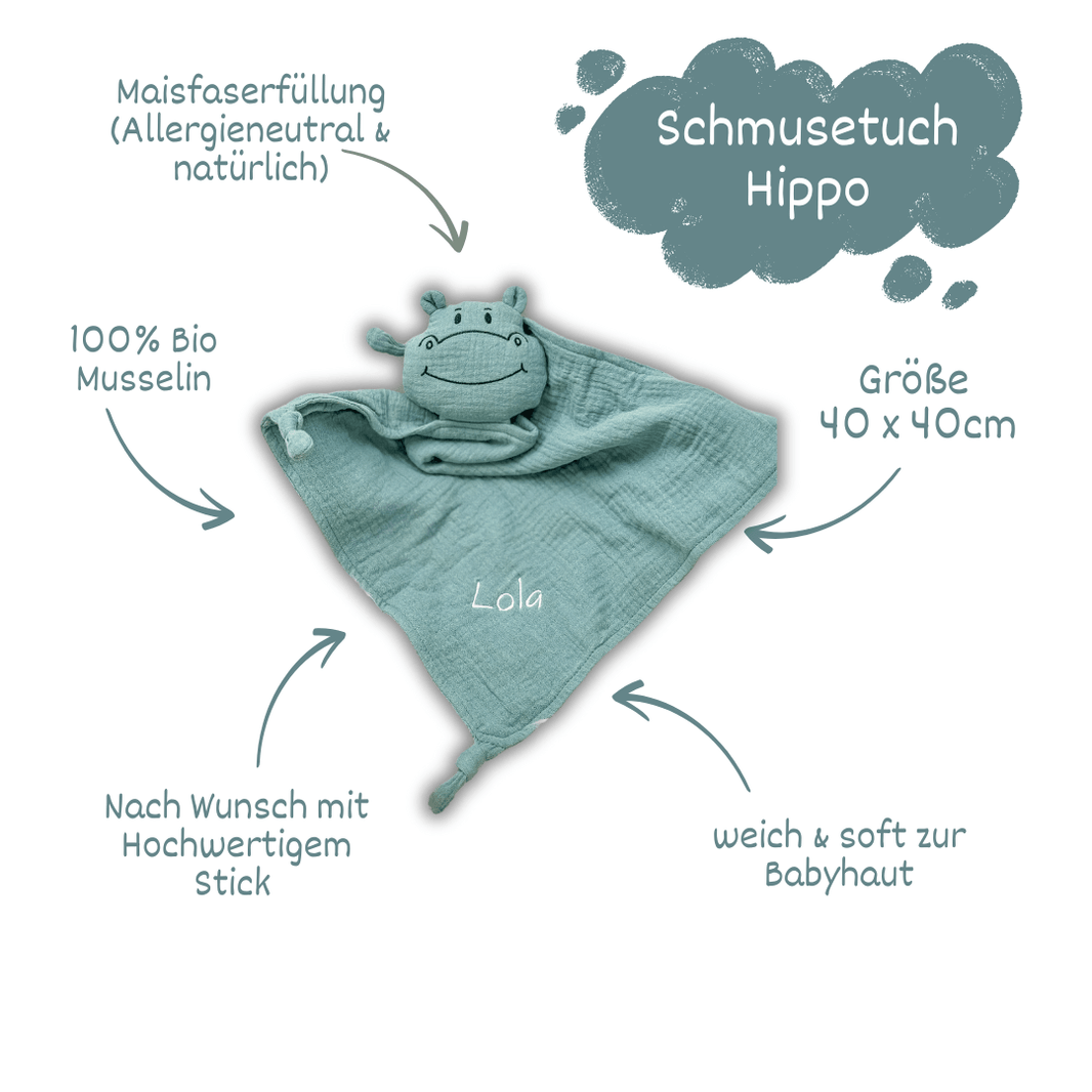 Schnuffeltuch Hippo mint - bergkindl