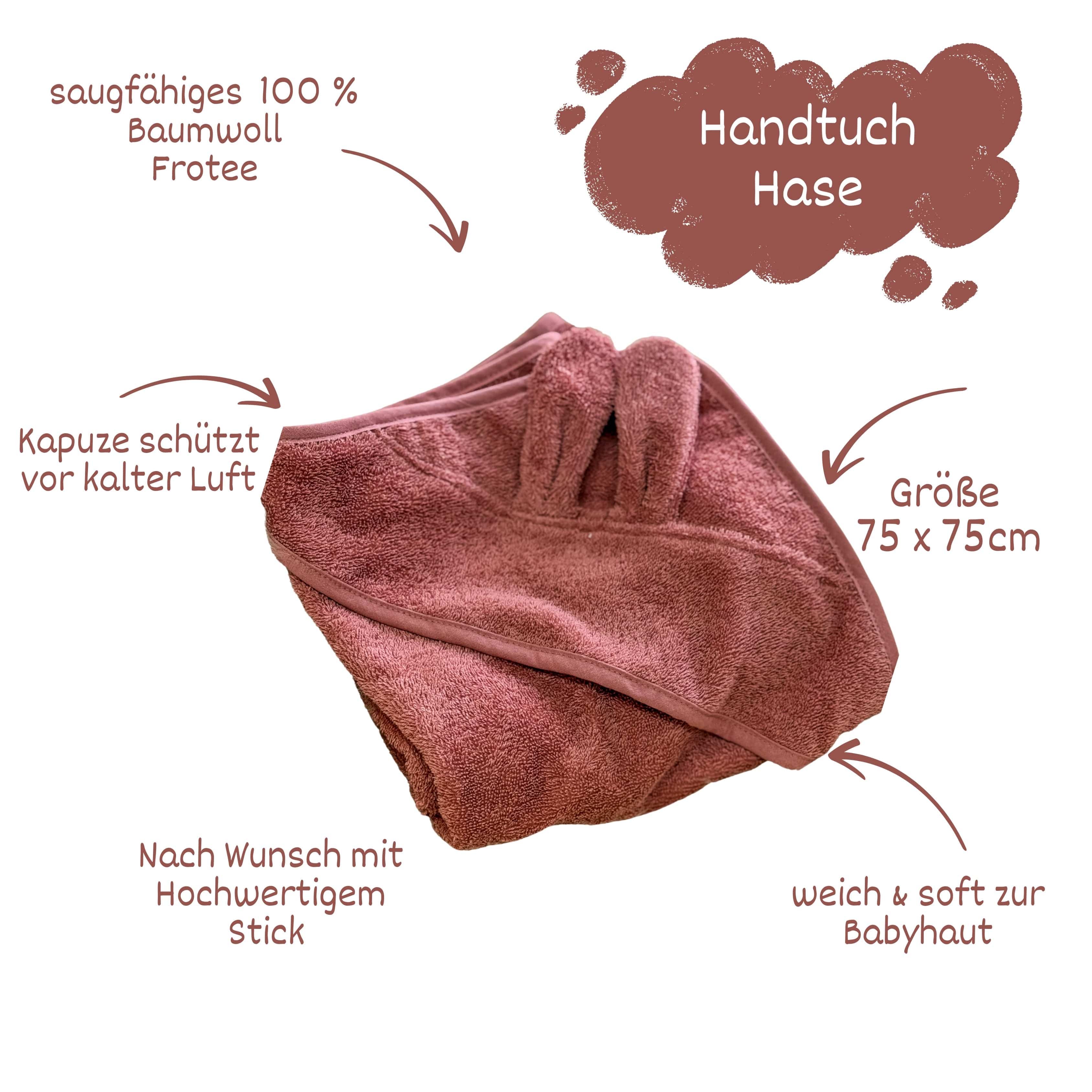 Geschenk zur Geburt Hasenhandtuch rose