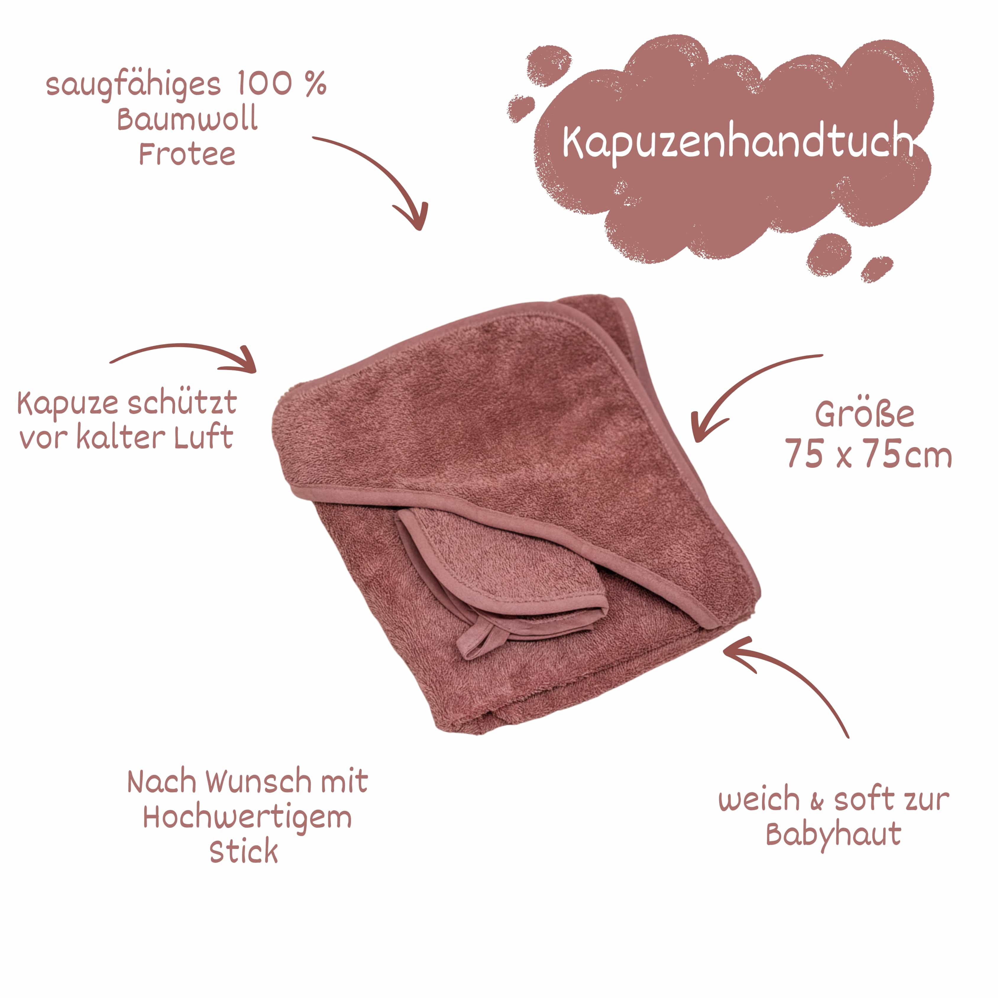Kinderhandtuch rose optional mit Namen